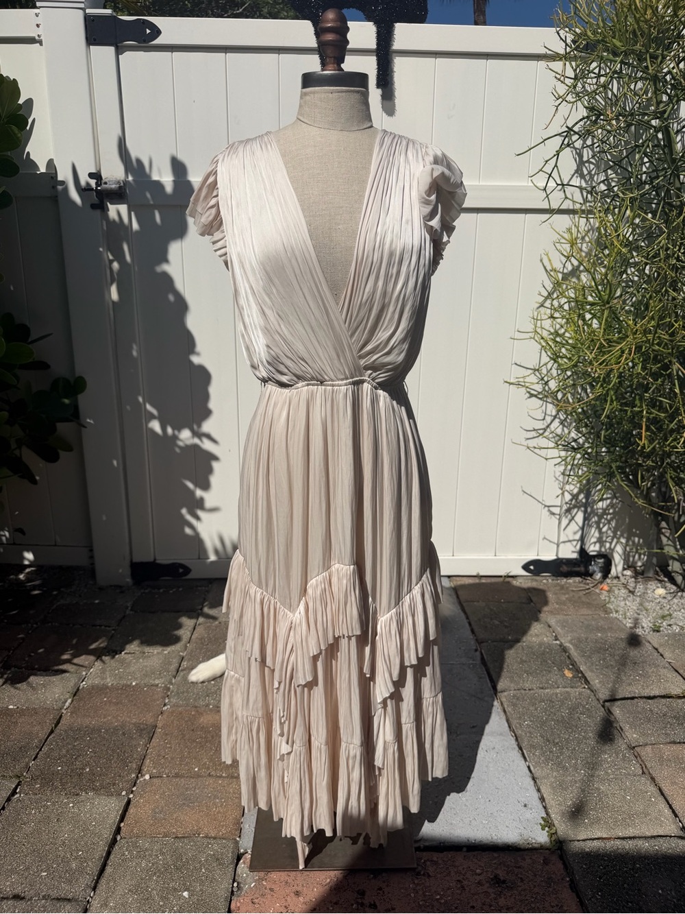 Ulla Johnson Cream Pleated Dress - Romantic Tiered Ruffle Hem
